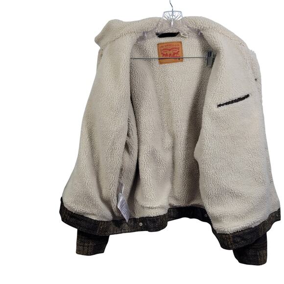 Levi's Brown Plaid Corduroy Sherpa Lining Men's Trucker Jacket Size XL 11326-2 - Picture 5 of 8